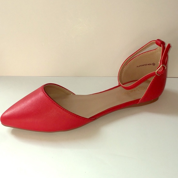 red flat shoes with ankle strap